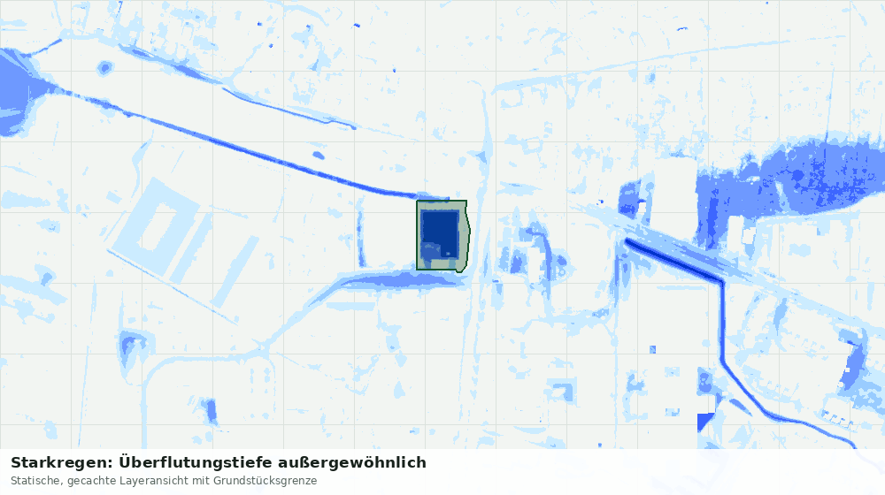 Statische Kartenansicht: Starkregen: Überflutungstiefe außergewöhnlich