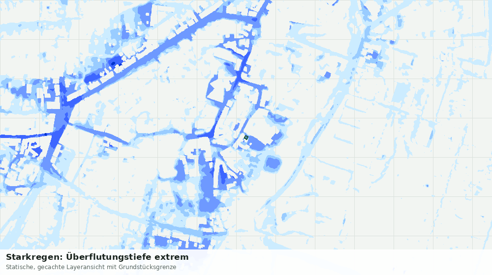 Statische Kartenansicht: Starkregen: Überflutungstiefe extrem