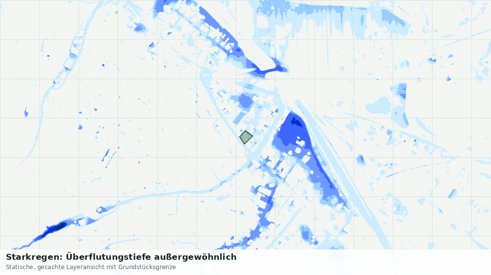 Statische Kartenansicht: Starkregen: Überflutungstiefe außergewöhnlich