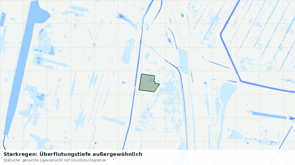 Statische Kartenansicht: Starkregen: Überflutungstiefe außergewöhnlich