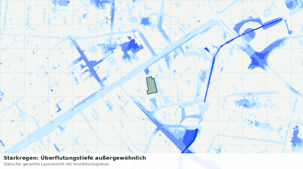 Statische Kartenansicht: Starkregen: Überflutungstiefe außergewöhnlich
