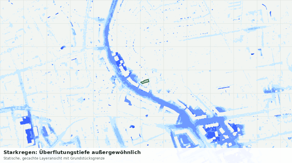 Statische Kartenansicht: Starkregen: Überflutungstiefe außergewöhnlich