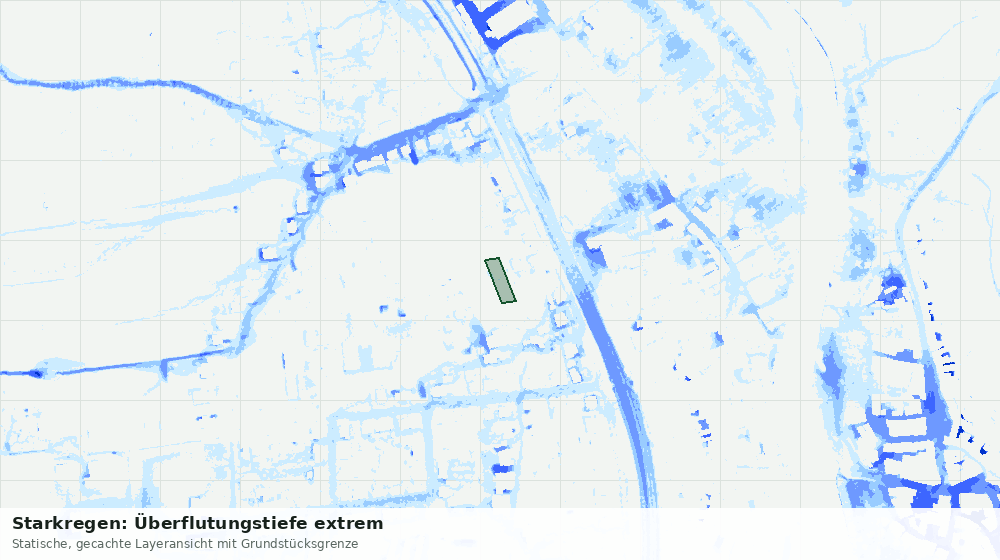 Statische Kartenansicht: Starkregen: Überflutungstiefe extrem