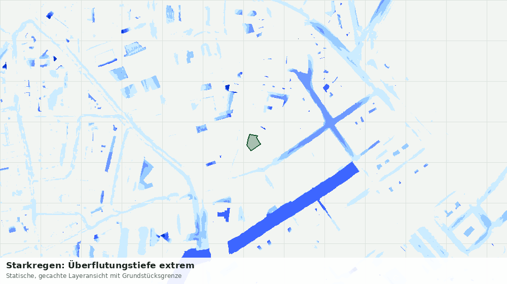 Statische Kartenansicht: Starkregen: Überflutungstiefe extrem