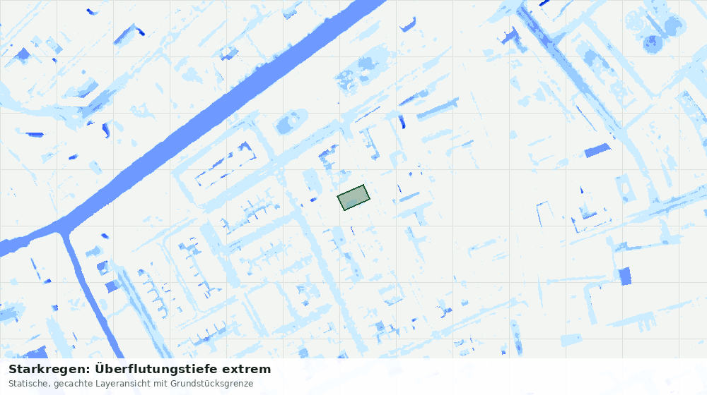 Statische Kartenansicht: Starkregen: Überflutungstiefe extrem