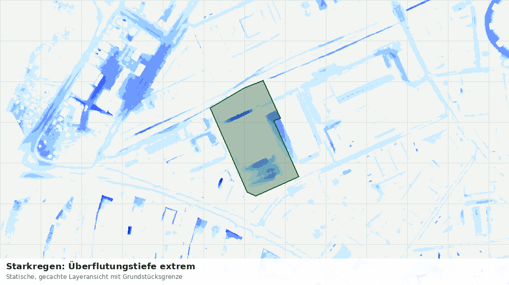 Statische Kartenansicht: Starkregen: Überflutungstiefe extrem
