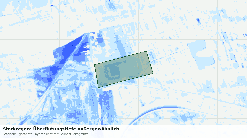 Statische Kartenansicht: Starkregen: Überflutungstiefe außergewöhnlich