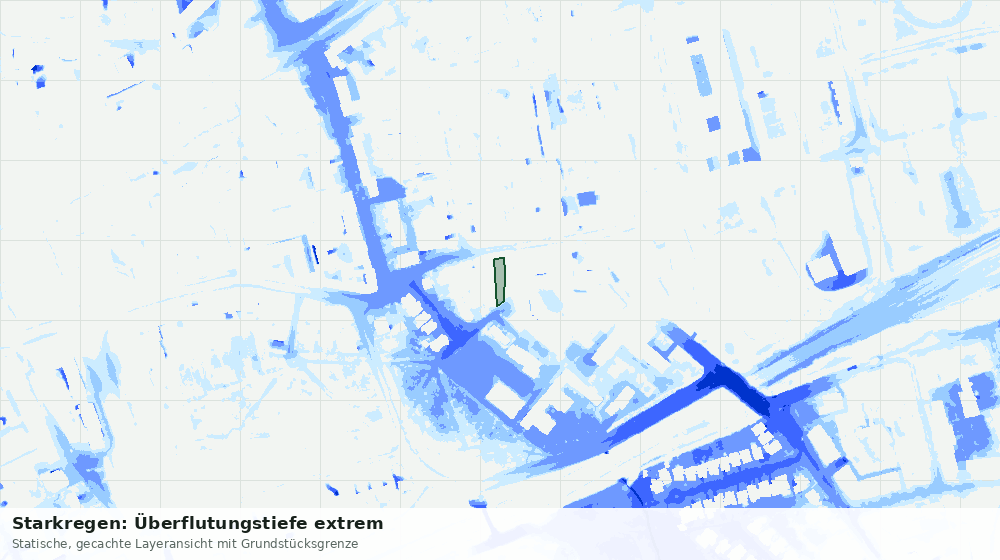 Statische Kartenansicht: Starkregen: Überflutungstiefe extrem