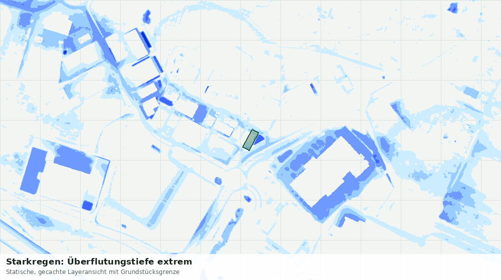Statische Kartenansicht: Starkregen: Überflutungstiefe extrem