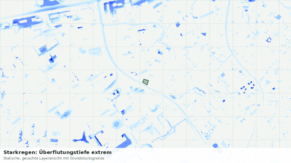 Statische Kartenansicht: Starkregen: Überflutungstiefe extrem