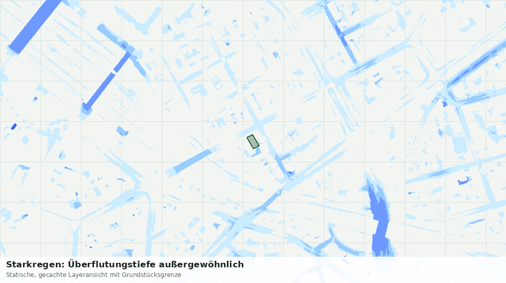 Statische Kartenansicht: Starkregen: Überflutungstiefe außergewöhnlich