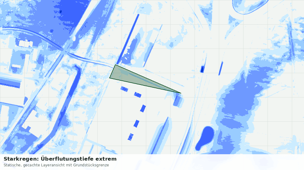 Statische Kartenansicht: Starkregen: Überflutungstiefe extrem