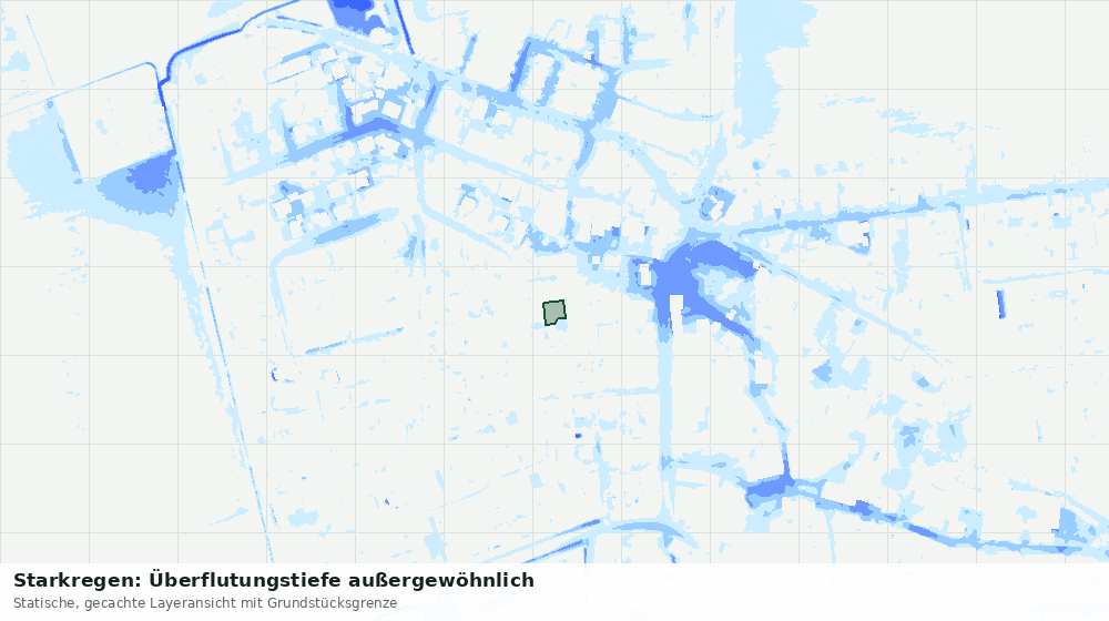 Statische Kartenansicht: Starkregen: Überflutungstiefe außergewöhnlich