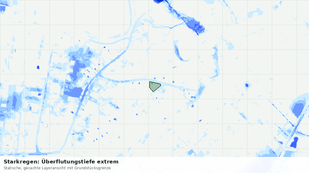 Statische Kartenansicht: Starkregen: Überflutungstiefe extrem
