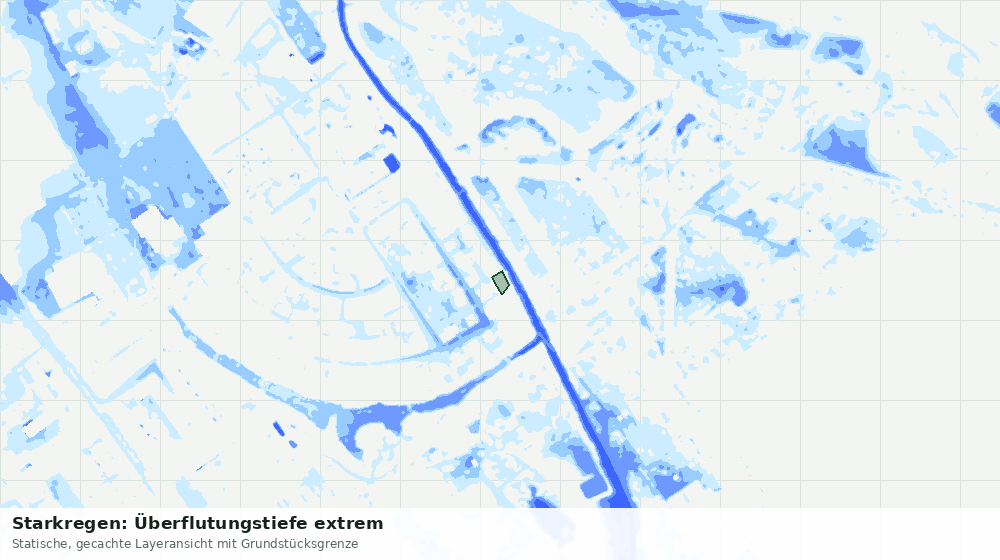 Statische Kartenansicht: Starkregen: Überflutungstiefe extrem