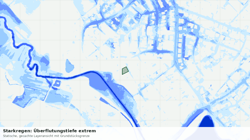 Statische Kartenansicht: Starkregen: Überflutungstiefe extrem