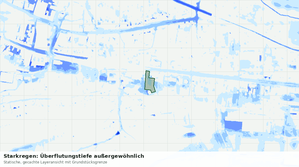 Statische Kartenansicht: Starkregen: Überflutungstiefe außergewöhnlich
