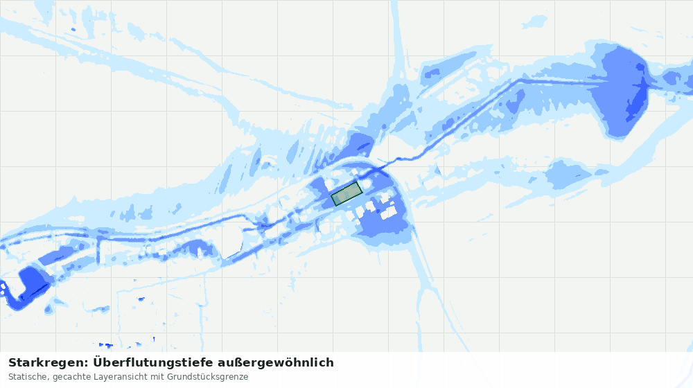 Statische Kartenansicht: Starkregen: Überflutungstiefe außergewöhnlich