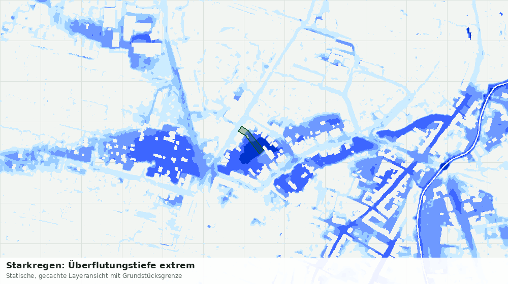 Statische Kartenansicht: Starkregen: Überflutungstiefe extrem