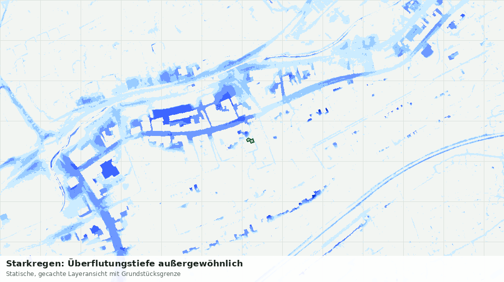 Statische Kartenansicht: Starkregen: Überflutungstiefe außergewöhnlich
