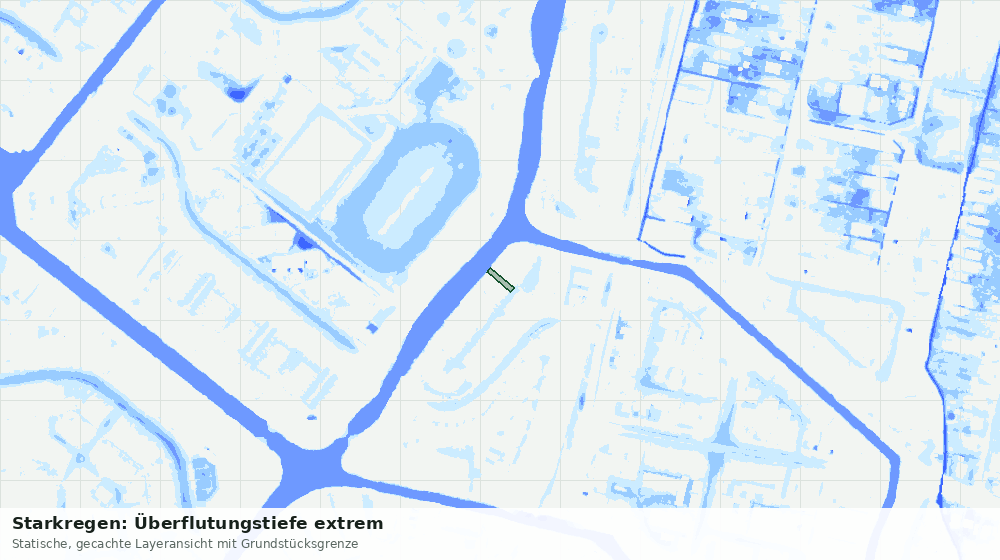 Statische Kartenansicht: Starkregen: Überflutungstiefe extrem