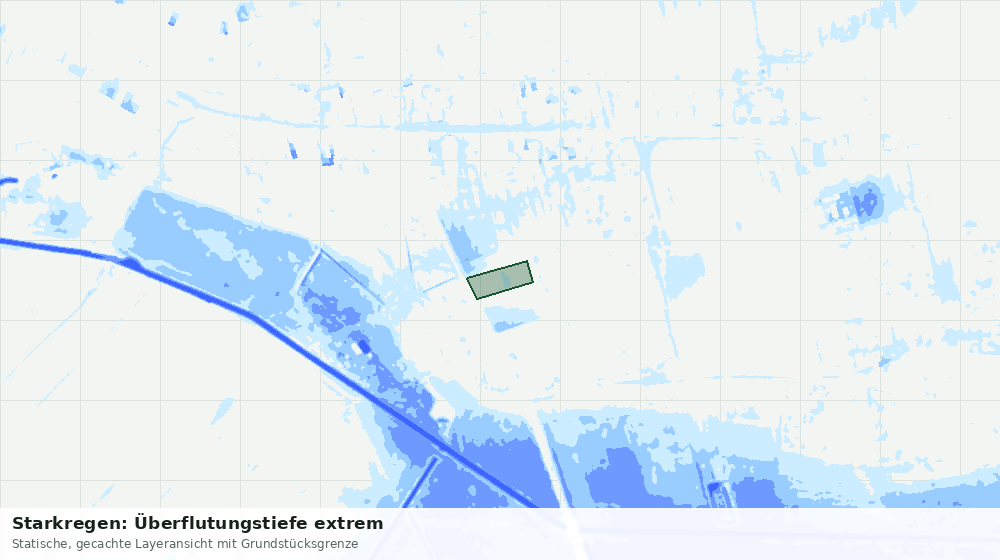 Statische Kartenansicht: Starkregen: Überflutungstiefe extrem