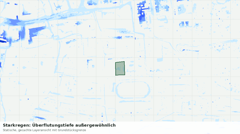 Statische Kartenansicht: Starkregen: Überflutungstiefe außergewöhnlich