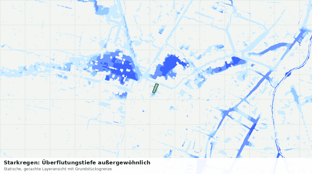 Statische Kartenansicht: Starkregen: Überflutungstiefe außergewöhnlich