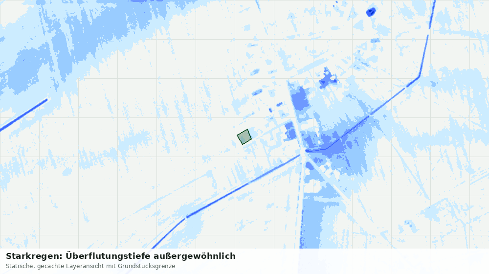 Statische Kartenansicht: Starkregen: Überflutungstiefe außergewöhnlich