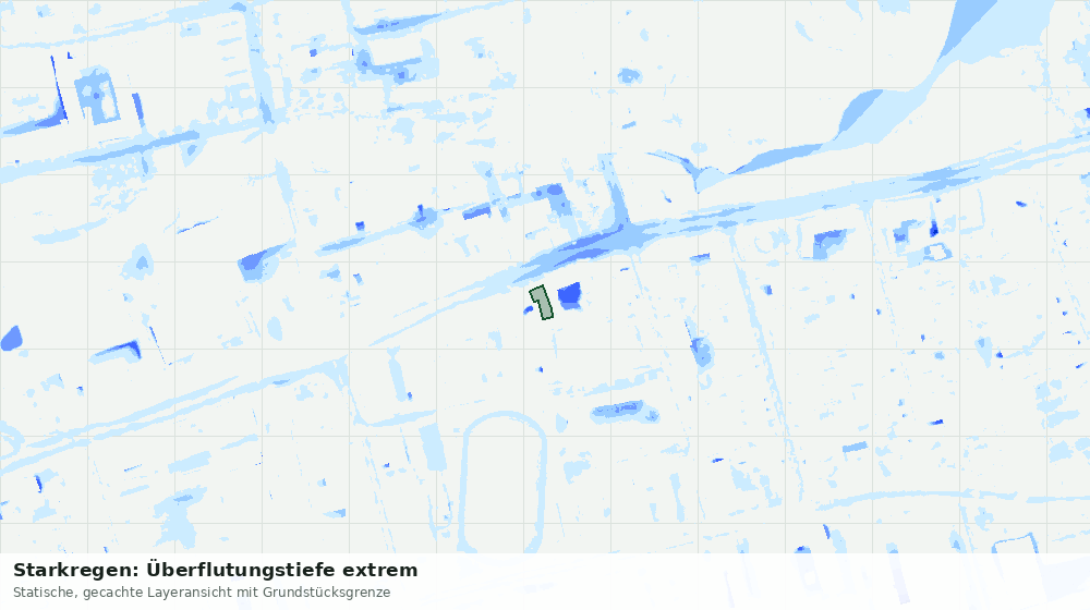 Statische Kartenansicht: Starkregen: Überflutungstiefe extrem