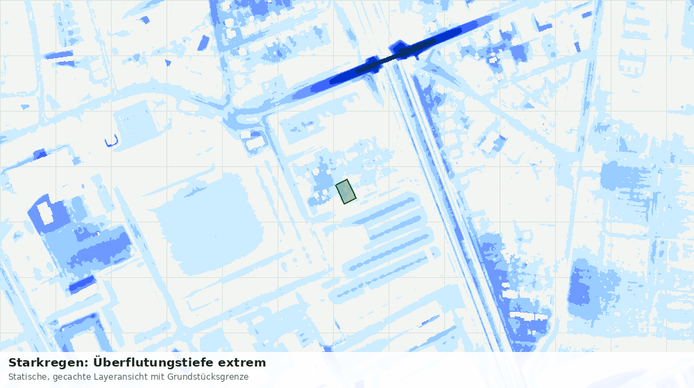 Statische Kartenansicht: Starkregen: Überflutungstiefe extrem
