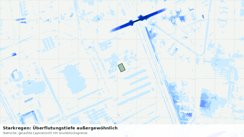 Statische Kartenansicht: Starkregen: Überflutungstiefe außergewöhnlich
