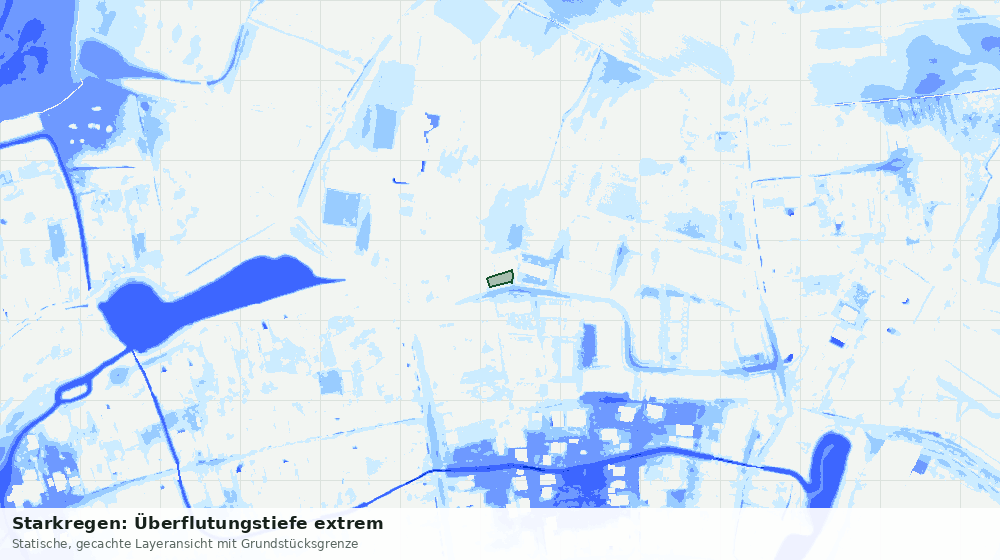 Statische Kartenansicht: Starkregen: Überflutungstiefe extrem