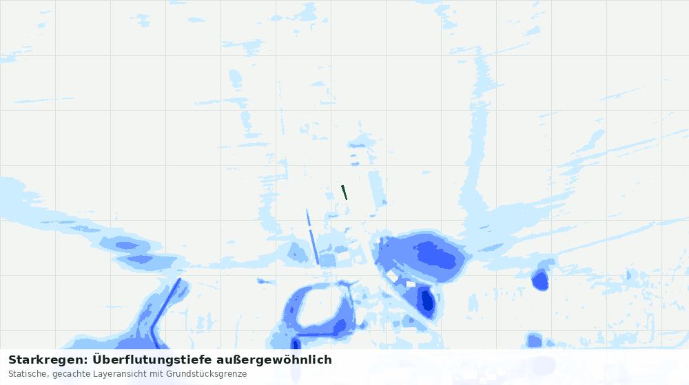 Statische Kartenansicht: Starkregen: Überflutungstiefe außergewöhnlich