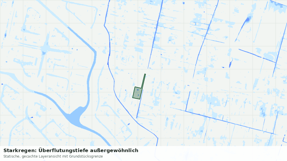 Statische Kartenansicht: Starkregen: Überflutungstiefe außergewöhnlich