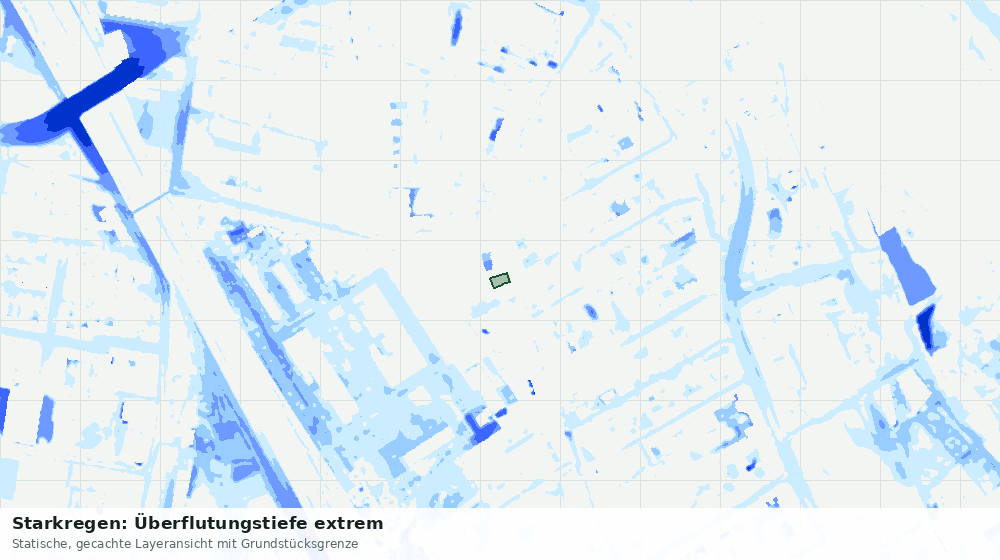 Statische Kartenansicht: Starkregen: Überflutungstiefe extrem