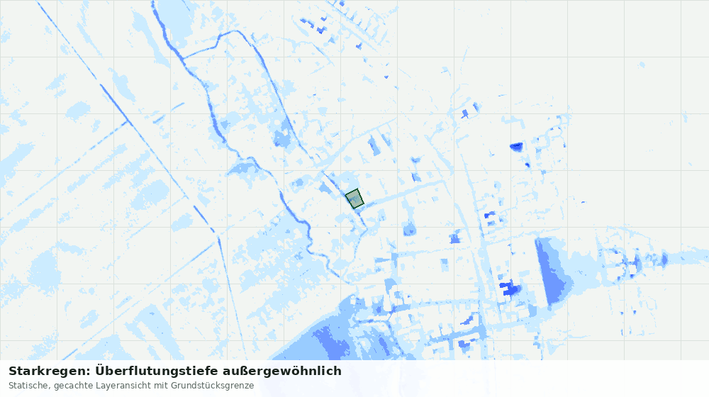Statische Kartenansicht: Starkregen: Überflutungstiefe außergewöhnlich