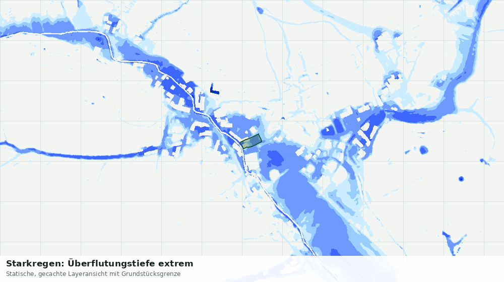 Statische Kartenansicht: Starkregen: Überflutungstiefe extrem