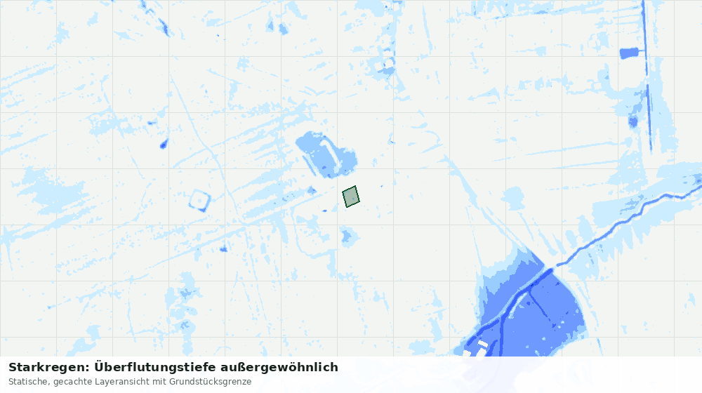 Statische Kartenansicht: Starkregen: Überflutungstiefe außergewöhnlich