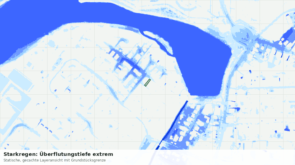 Statische Kartenansicht: Starkregen: Überflutungstiefe extrem