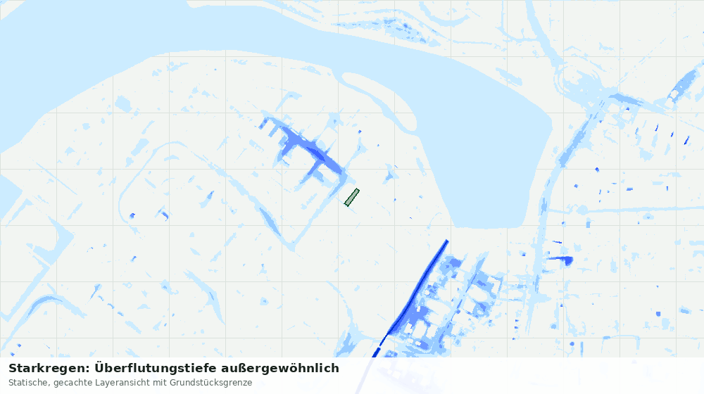 Statische Kartenansicht: Starkregen: Überflutungstiefe außergewöhnlich