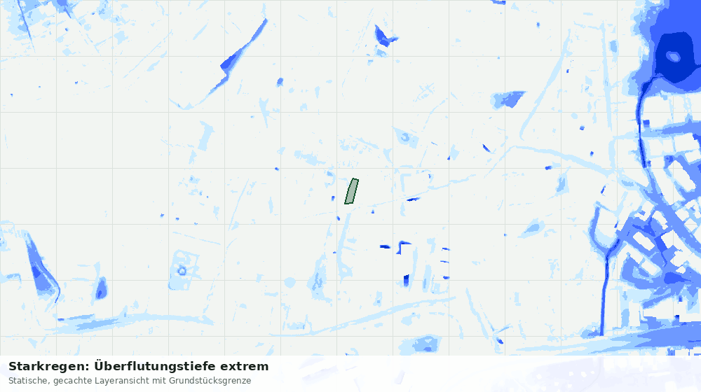 Statische Kartenansicht: Starkregen: Überflutungstiefe extrem