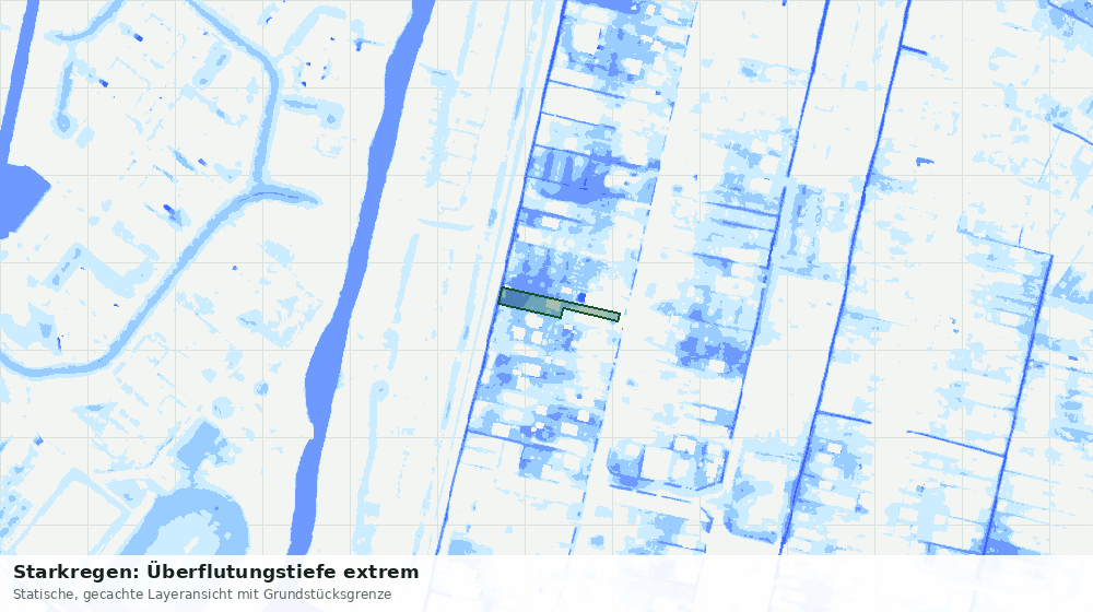 Statische Kartenansicht: Starkregen: Überflutungstiefe extrem