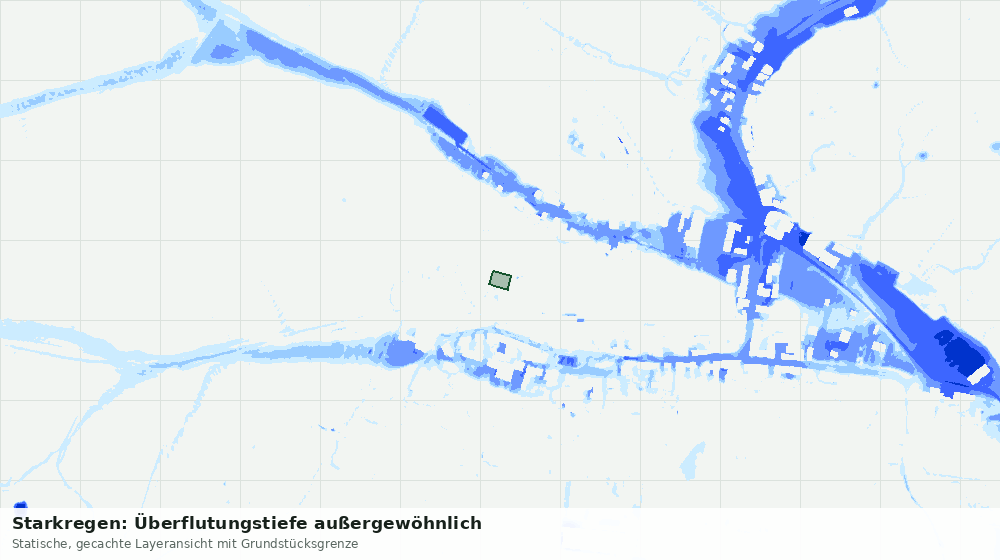 Statische Kartenansicht: Starkregen: Überflutungstiefe außergewöhnlich