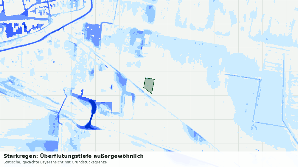 Statische Kartenansicht: Starkregen: Überflutungstiefe außergewöhnlich