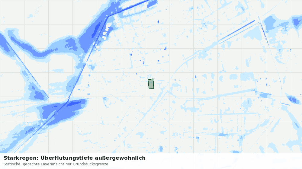 Statische Kartenansicht: Starkregen: Überflutungstiefe außergewöhnlich