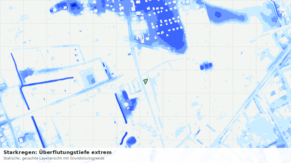 Statische Kartenansicht: Starkregen: Überflutungstiefe extrem