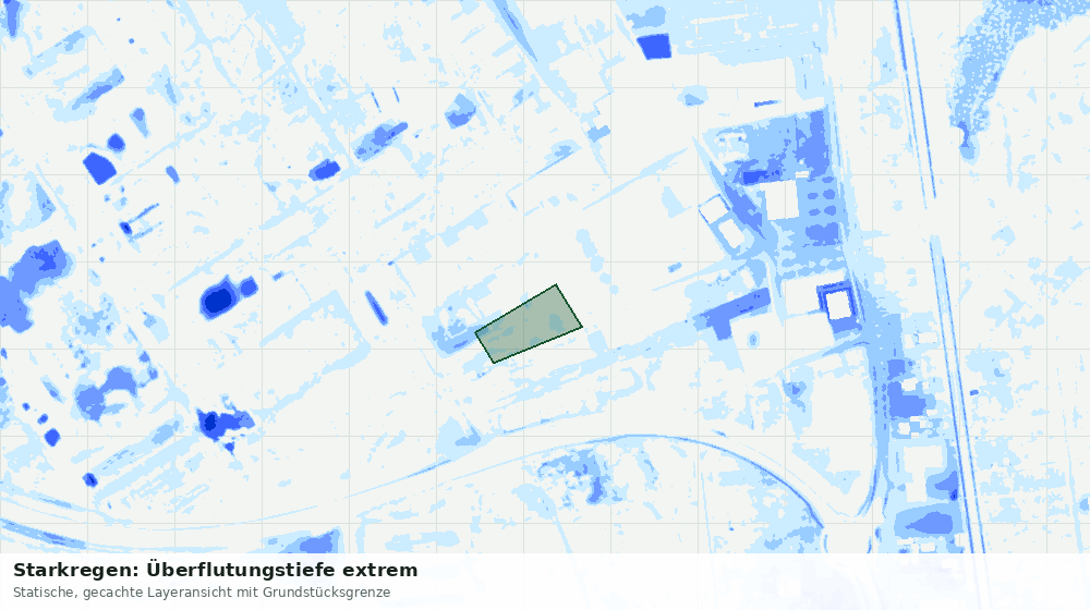 Statische Kartenansicht: Starkregen: Überflutungstiefe extrem