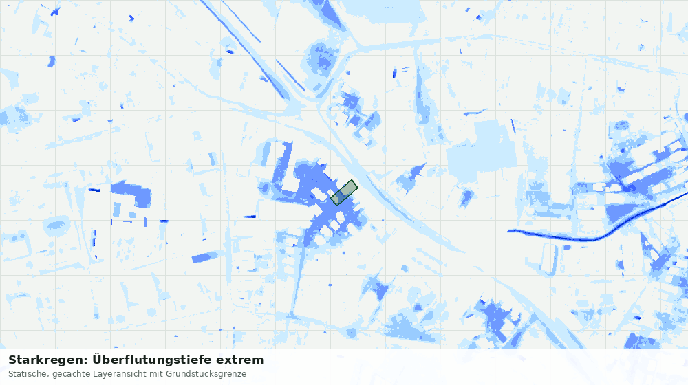 Statische Kartenansicht: Starkregen: Überflutungstiefe extrem