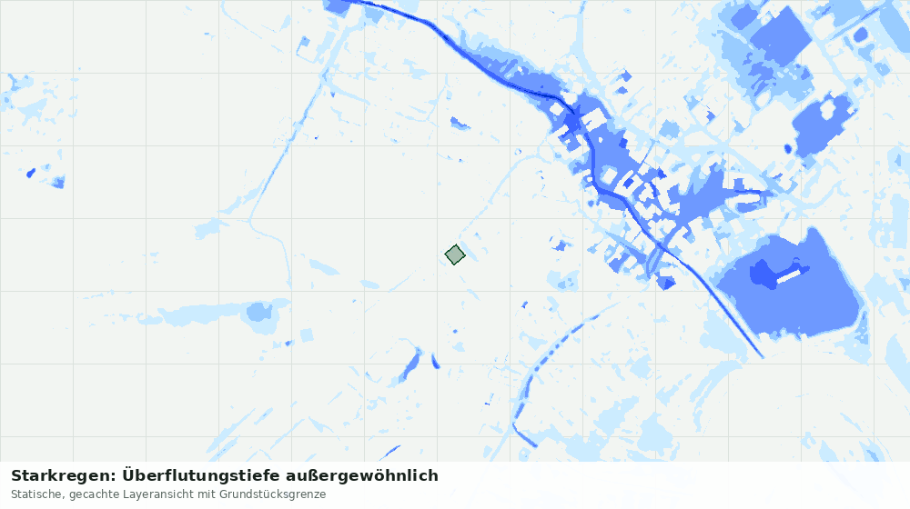 Statische Kartenansicht: Starkregen: Überflutungstiefe außergewöhnlich